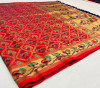 Red color patola woven design silk saree with gold zari weaving work