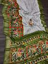 Mahendi green color pashmina silk saree with foil printed work