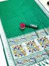 Rama green color soft paithani silk saree with silver weaving work