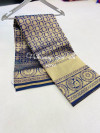 Blue color soft banarasi silk saree with golden  zari weaving work