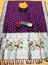 Magenta color soft paithani silk saree with silver zari woven work