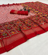 Red color soft pashmina silk printed saree