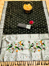 Black color soft paithani silk saree with silver zari woven work