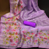 lavender color organza silk saree with digital printed work