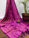 Purple color soft fency silk saree