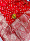 Red color soft banarasi silk saree with gold zari woven work