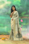 Light green color mulberry silk saree with zari woven work