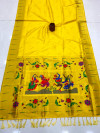 Yellow color soft  banarasi silk saree with zari weaving work.