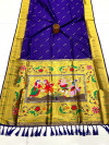 Purple color soft banarasi silk saree with gold zari weaving work.