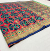 Navy blue color patola woven design silk saree with gold zari weaving work