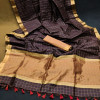 Coffee color tussar silk saree with zari weaving border