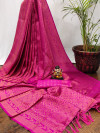 Rani pink color soft fency silk saree