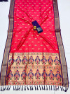 Gajari color soft paithani silk saree with gold zari weaving work