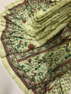 Pista green color soft pashmina printed silk saree