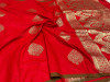 Red color banarasi silk saree with gold zari weaving work
