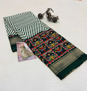 Green color soft pashmina silk printed saree