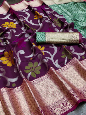 Magenta color handloom silk saree