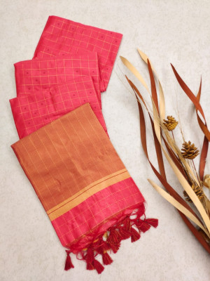 Gajari color tussar silk saree with zari weaving border