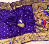 Royal blue color paithani silk saree with zari weaving work