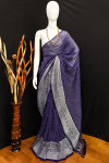 Navy blue color soft georgette saree with foil printed work