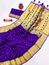 Violet color paithani silk saree with zari weaving work