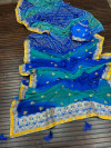 Blue color georgette saree with bandhej printed work