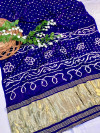 Navy blue color soft hand bandhej gajji silk saree with zari weaving work
