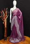 Magenta color soft georgette saree with foil printed work