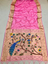 Baby Pink color paithani silk saree with zari weaving work