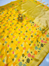 Yellow color Banarasi silk saree with zari weaving work