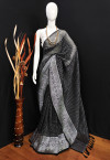 Black color soft georgette saree with foil printed work