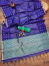 Royal blue color soft cotton saree with woven design
