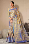 Royal blue color kanchipurm silk saree with zari weaving work