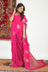 Pink color kanchipuram silk saree with zari weaving work