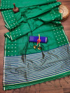 Green color soft cotton saree with woven design