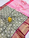 Mahendi green color kanchipuram silk saree with zari woven work
