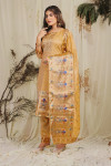 Beige color paithani silk unstitched dress