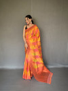 Multi color tissue silk saree with zari weaving work