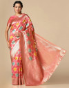 Gajari color soft organza silk saree with zari weaving work