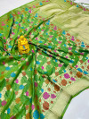 Mahendi green color Banarasi silk  saree with zari weaving work