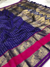 Purple color Cotton silk saree with zari weaving work