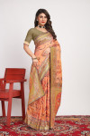 Peach color cotton silk saree with woven design