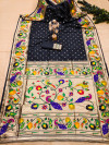 Black color paithani silk saree with zari weaving work