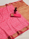 Gajari color banarasi silk saree with zari weaving work