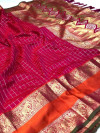 Pink color Cotton silk saree with zari weaving work