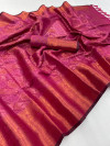 Rani pink color soft silk saree with zari weaving work