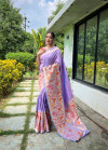 Levender color paithani silk saree with zari weaving work