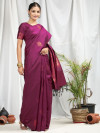 Magenta color soft silk saree with zari weaving work
