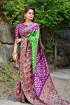 Multi color hand bandhej bandhani saree with zari weaving work