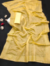 Yellow color soft organza silk saree with sequence work